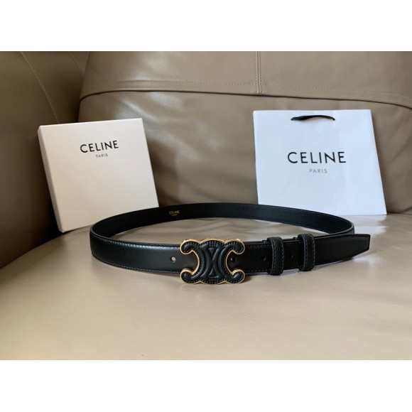 Ce**e medium cuir triomphe belt 25mm in black calfskin