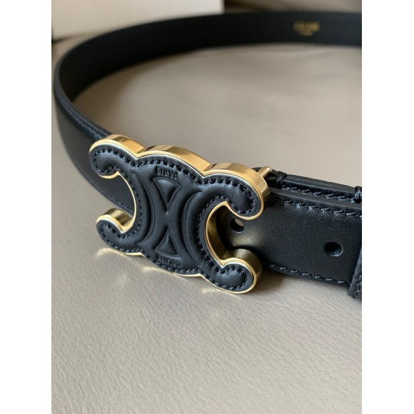 Ce**e medium cuir triomphe belt 25mm in black calfskin