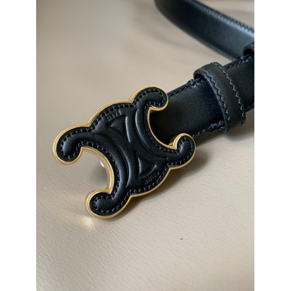 Ce**e medium cuir triomphe belt 25mm in black calfskin