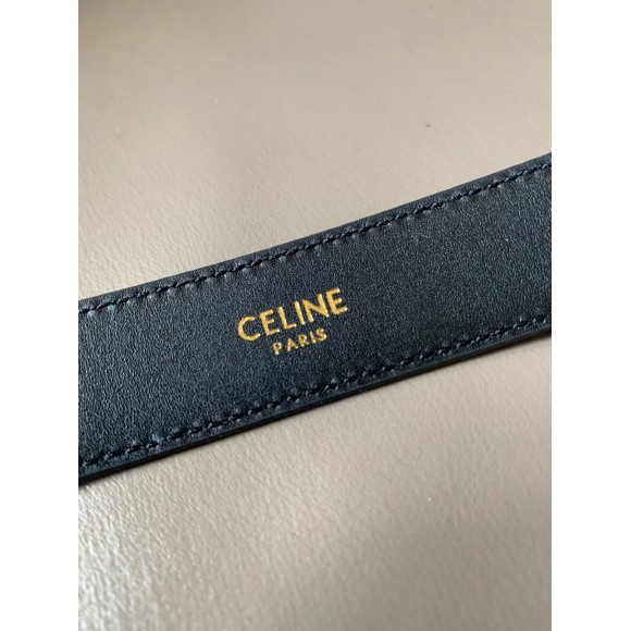 Ce**e medium cuir triomphe belt 25mm in black calfskin