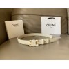 Celine Medium Cuir Triomphe Belt 25MM in White Calfskin