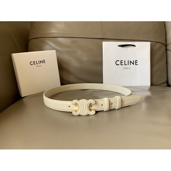 Ce**e medium cuir triomphe belt 25mm in white calfskin