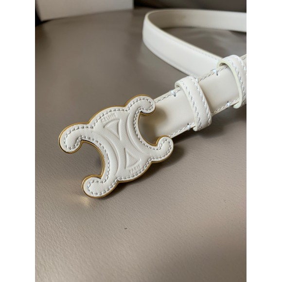 Ce**e medium cuir triomphe belt 25mm in white calfskin