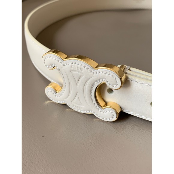 Ce**e medium cuir triomphe belt 25mm in white calfskin