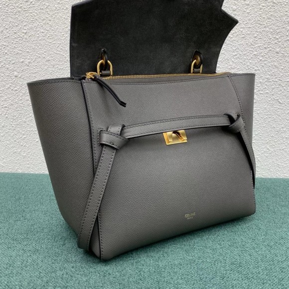 Ce**e micro belt bag in grey grained calfskin