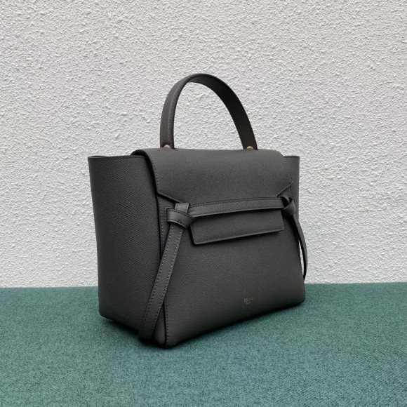 Ce**e micro belt bag in grey grained calfskin