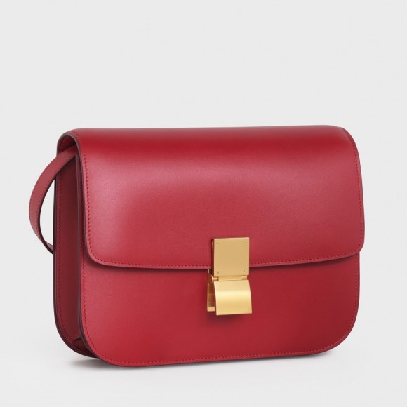 Ce**e classic box medium bag in red box calfskin