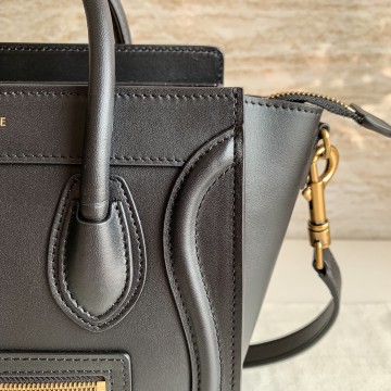 Celine Nano Luggage Tote Bag In Black Smooth Calfskin Celine Nano Luggage Tote Bag In Black Smooth Calfskin