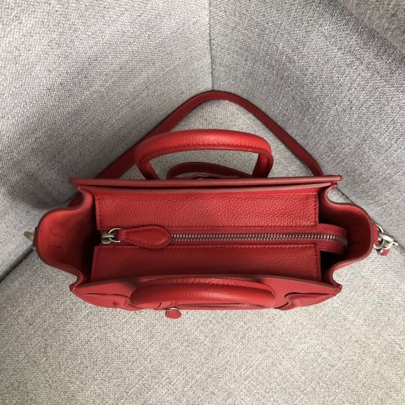 Ce**e nano luggage tote bag in red drummed calfskin