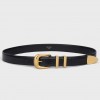 Celine Medium Western Belt 25MM in Black Calfskin