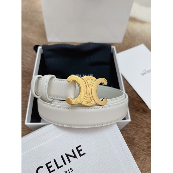 Ce**e medium triomphe belt 25mm in white calfskin