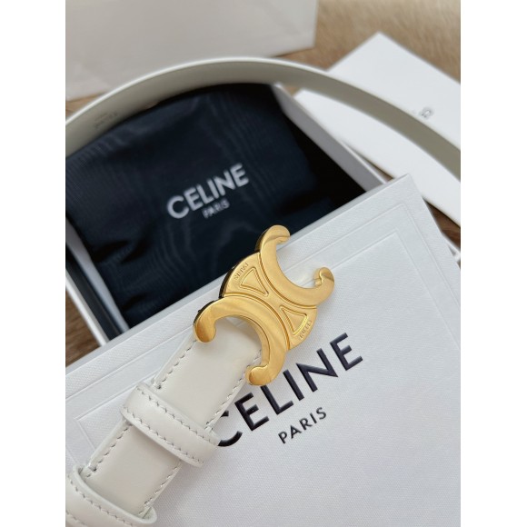 Ce**e medium triomphe belt 25mm in white calfskin