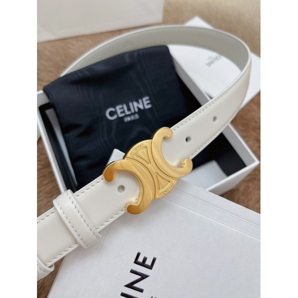 Ce**e medium triomphe belt 25mm in white calfskin