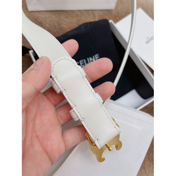 Ce**e medium triomphe belt 25mm in white calfskin