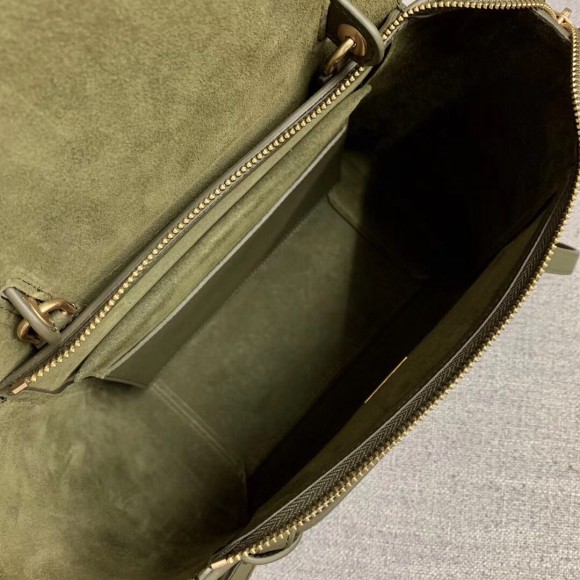 Ce**e micro belt bag in army green grained calfskin