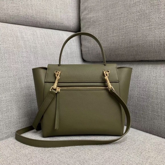 Ce**e micro belt bag in army green grained calfskin