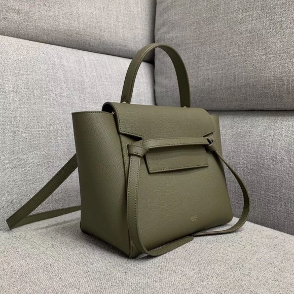 Ce**e micro belt bag in army green grained calfskin