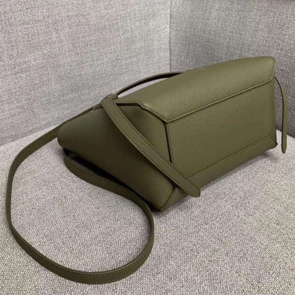 Ce**e micro belt bag in army green grained calfskin