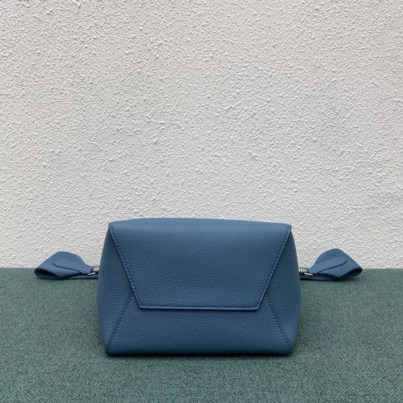 Ce**e sangle small bucket bag in slate blue calfskin