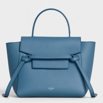 Celine Belt Nano Bag In Slate Blue Grained Calfskin Celine Belt Nano Bag In Slate Blue Grained Calfskin
