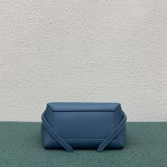 Ce**e belt nano bag in slate blue grained calfskin