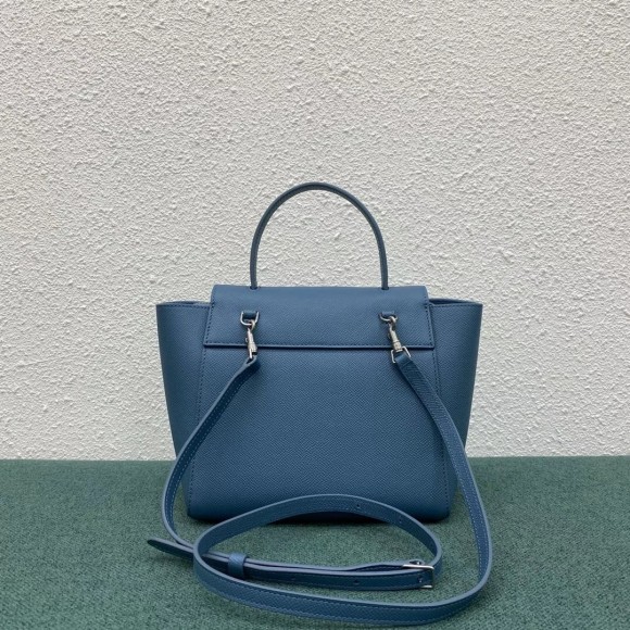 Ce**e belt nano bag in slate blue grained calfskin