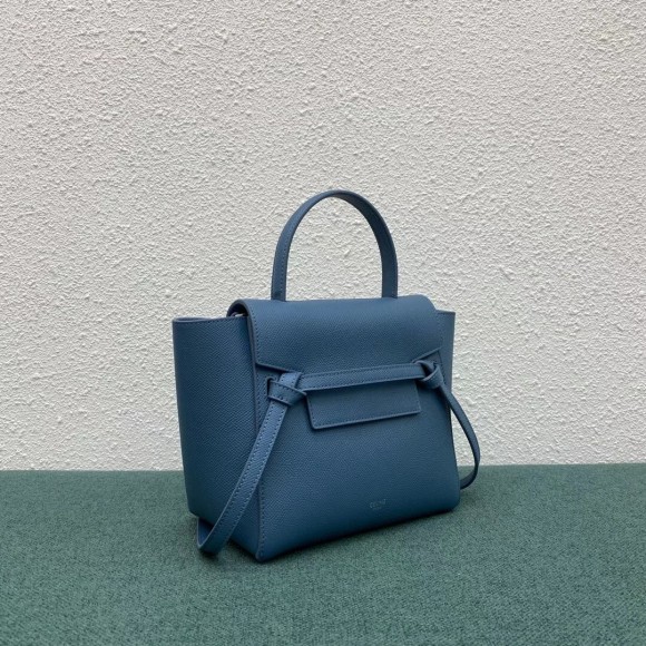 Ce**e belt nano bag in slate blue grained calfskin