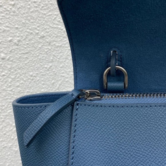 Ce**e belt nano bag in slate blue grained calfskin