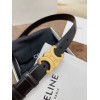 Celine Medium Triomphe Belt 25MM in Black Calfskin