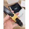 Celine Medium Triomphe Belt 25MM in Black Calfskin
