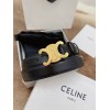 Celine Medium Triomphe Belt 25MM in Black Calfskin