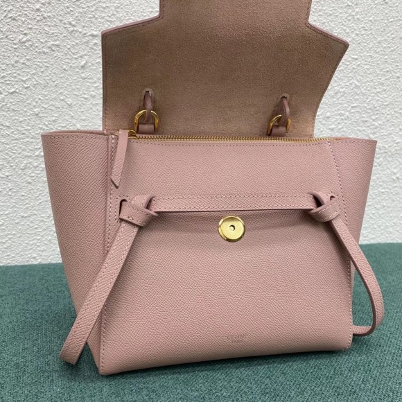 Ce**e belt nano bag in vintage pink grained calfskin