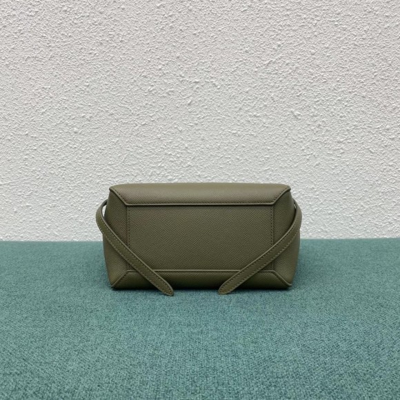 Ce**e belt nano bag in army green grained calfskin