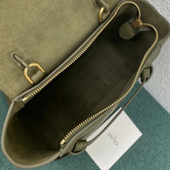 Ce**e belt nano bag in army green grained calfskin