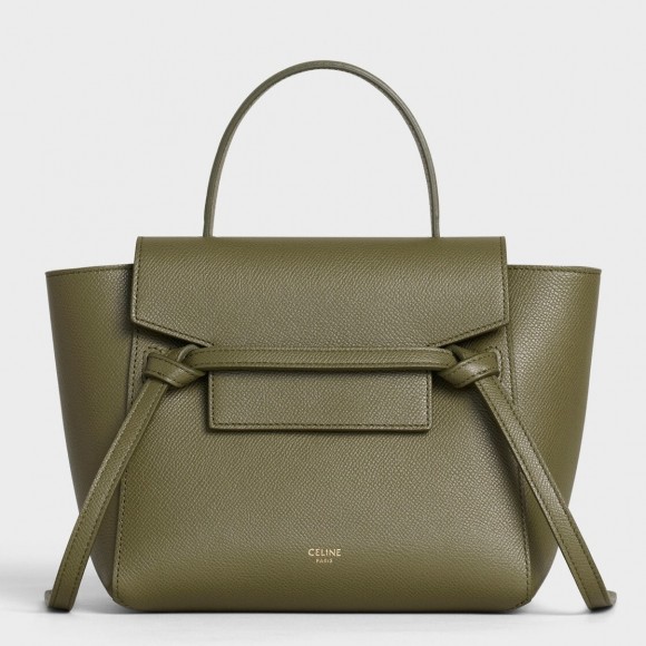 Ce**e belt nano bag in army green grained calfskin