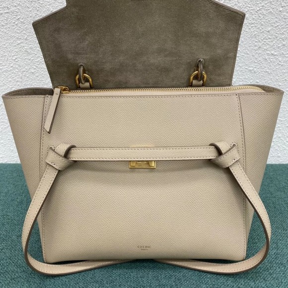 Ce**e micro belt bag in light taupe grained calfskin