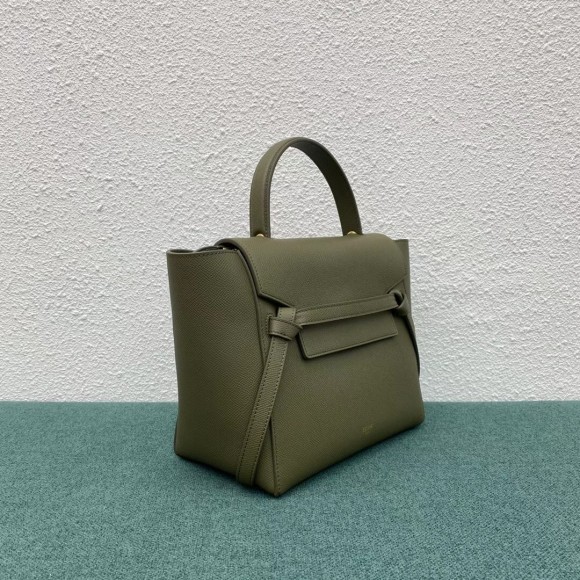 Ce**e micro belt bag in dark olive grained calfskin