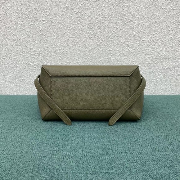 Ce**e micro belt bag in dark olive grained calfskin