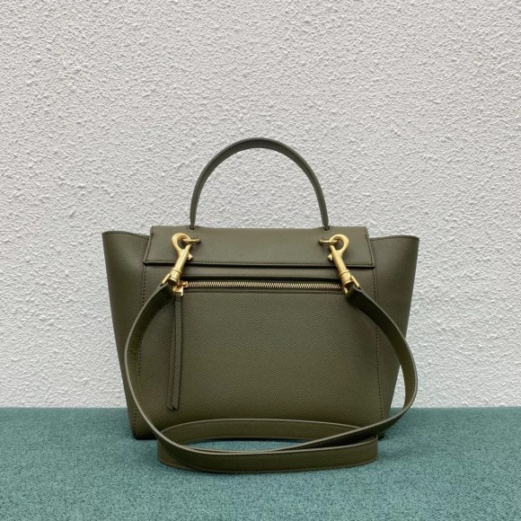 Ce**e micro belt bag in dark olive grained calfskin