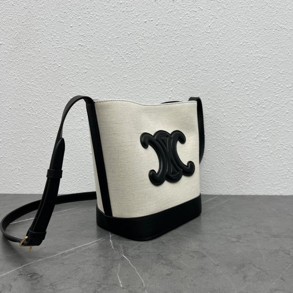 Ce**e small bucket cuir triomphe in white textile