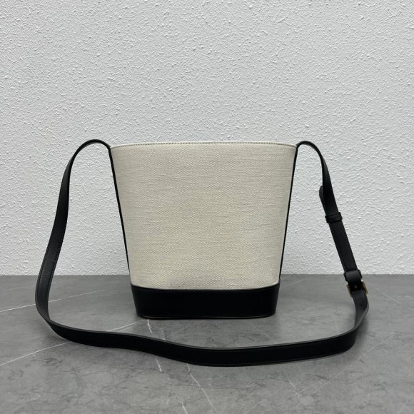 Ce**e small bucket cuir triomphe in white textile