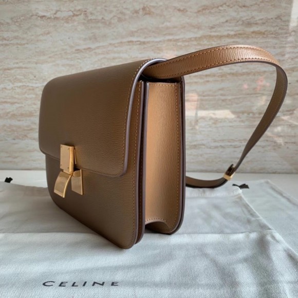 Ce**e classic box medium bag in camel liege calfskin