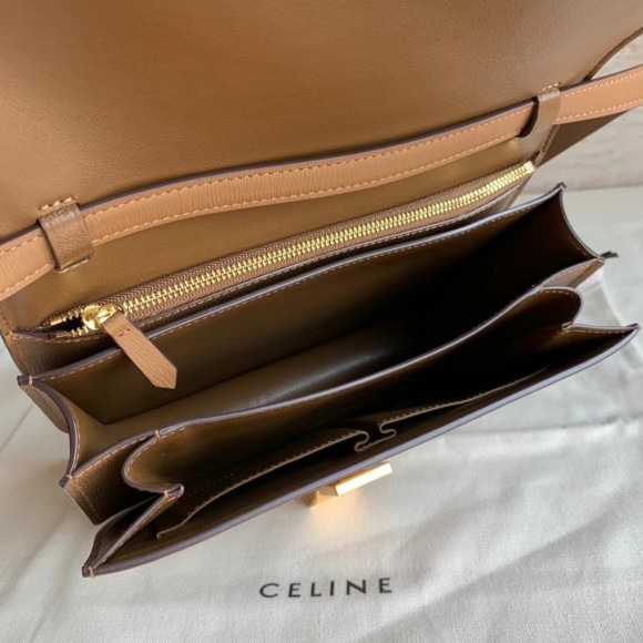 Ce**e classic box medium bag in camel liege calfskin