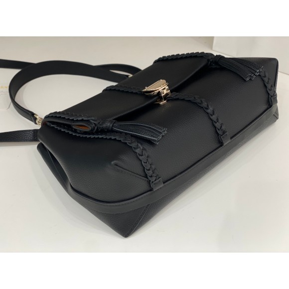 Chloe Penelope Medium Shoulder Bag in Black Grained Calfskin