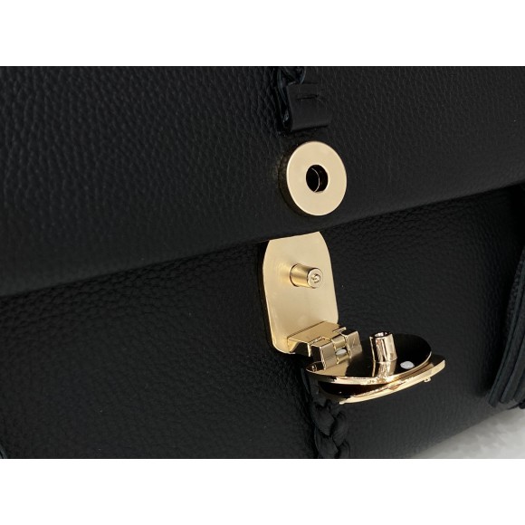 Chloe Penelope Medium Shoulder Bag in Black Grained Calfskin