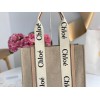 Chloe Woody Medium Tote Bag in Linen Canvas with Beige Leather