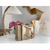 Chloe Woody Medium Tote Bag in Linen Canvas with Brown Leather
