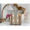 Chloe Woody Medium Tote Bag in Linen Canvas with Brown Leather