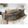 Chloe Woody Medium Tote Bag in Linen Canvas with Brown Leather