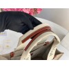 Chloe Woody Medium Tote Bag in Linen Canvas with Brown Leather